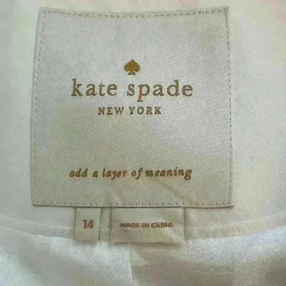 Kate Spade Bayle NWT $598 Coat Double Breasted Beige/Gold 100% Cotton Wmn Sz 14